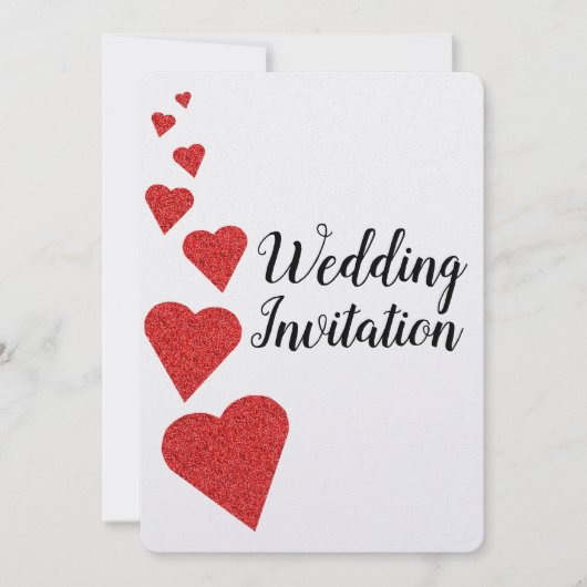 Rode Glitter harten bruiloft uitnodiging (Voorkant)