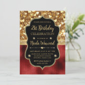 Rode Glitter Harten en Rode Folie 21e Verjaardag Kaart (Staand voorkant)