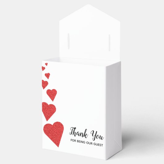 Rode Glitter Harten Favor Box Bedankdoosjes (Geopend)