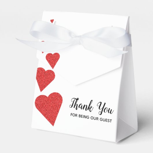 Rode Glitter Harten Favor Box Bedankdoosjes (Voorkant Zijde)