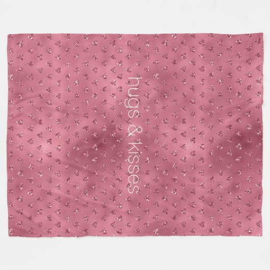 Rode glitter harten fleece deken (Voorkant (Horizontaal))