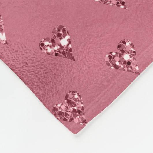 Rode glitter harten fleece deken (Hoek)