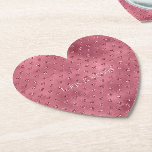 Rode glitter harten kartonnen onderzetters (Gekanteld)