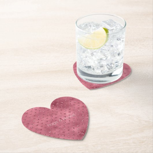 Rode glitter harten kartonnen onderzetters (Insitu)