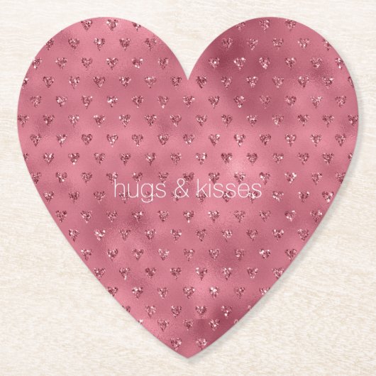Rode glitter harten kartonnen onderzetters (Voorkant)
