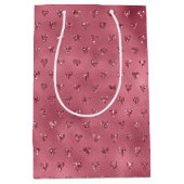 Rode glitter harten medium cadeauzakje (Voorkant)