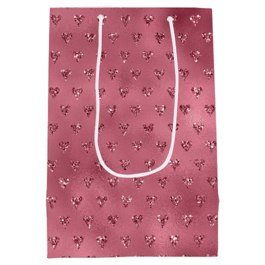 Rode glitter harten medium cadeauzakje (Achterkant)