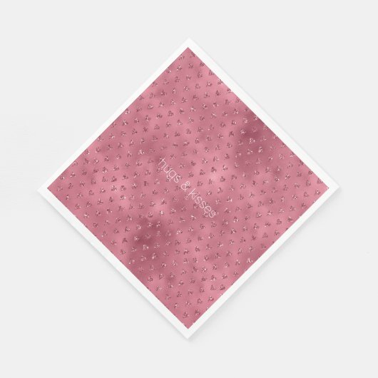 Rode glitter harten servet (Hoek)