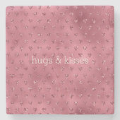 Rode glitter harten stenen onderzetter (Voorkant)