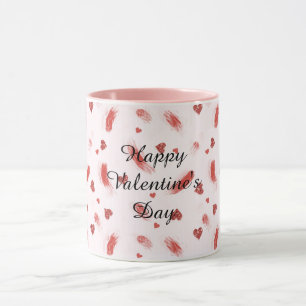 Rode Glitter Harten Strepen Valentijnsdag Mok