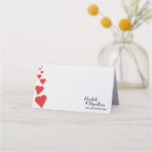 Rode Glitter Heart Place Card/Escort Kaart Plaatskaartje (Voorkant)