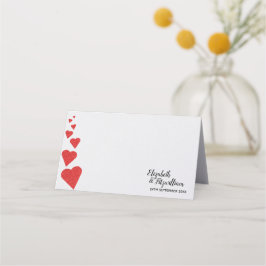 Rode Glitter Heart Place Card/Escort Kaart Plaatskaartje