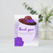 Rode glitter hoed paarse lavendel Dank je Briefkaart (Staand voorkant)