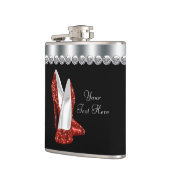 Rode Glitter Hoge Hak Schoenen Heupfles (Links)