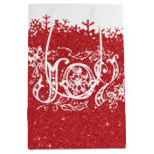Rode glitter Joy middelgrote cadeau Medium Cadeauzakje (Voorkant)