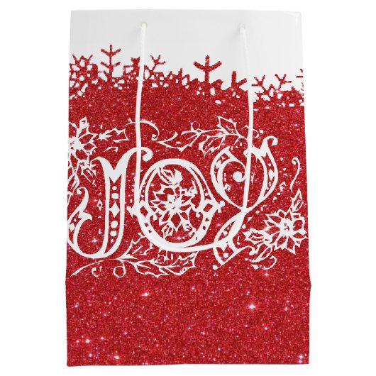 Rode glitter Joy middelgrote cadeau Medium Cadeauzakje (Achterkant)