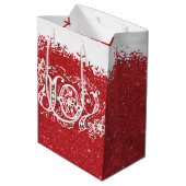 Rode glitter Joy middelgrote cadeau Medium Cadeauzakje (Achterkant Gekanteld)