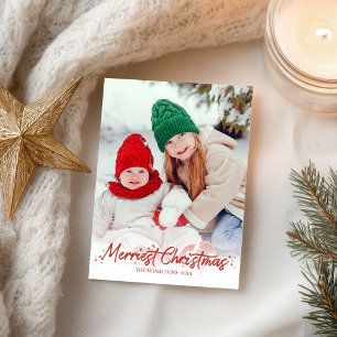 Rode glitter-kalligrafie Foto van het meest feestk Briefkaart