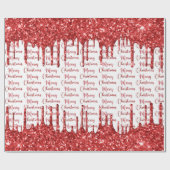 Rode glitter kerst cadeaupapier (Vlak)
