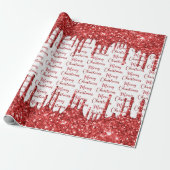 Rode glitter kerst cadeaupapier (Uitgerold)