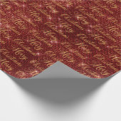 Rode glitter kerst cadeaupapier (Hoek)