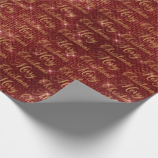 Rode glitter kerst cadeaupapier (Hoek)