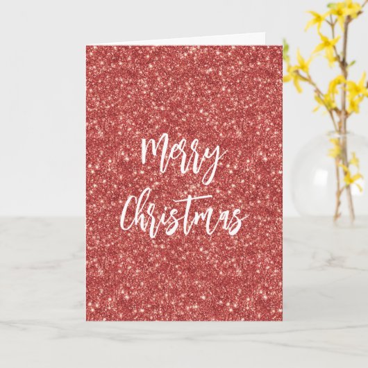 Rode Glitter Kerst Kaart (Gele Bloem)