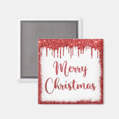 Rode glitter kerst magneet (Voorkant / Achterkant)