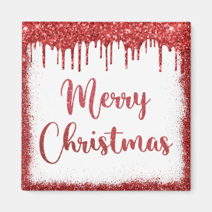 Rode glitter kerst magneet