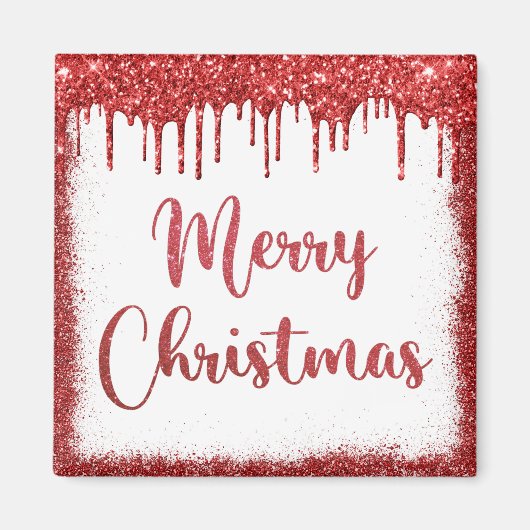 Rode glitter kerst magneet (Voorkant)