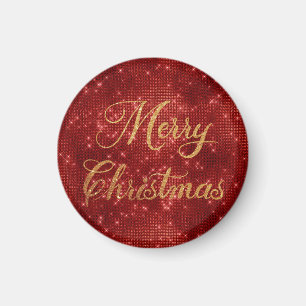 Rode glitter kerst magneet