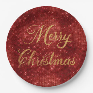 Rode glitter kerst papieren bordje