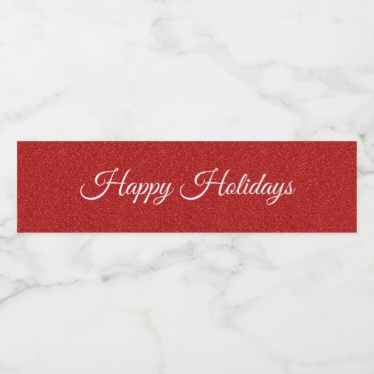 Rode Glitter Kerst Waterfles Sticker (Enkel label)