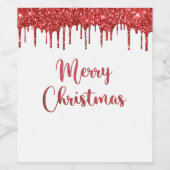 Rode glitter kerst wijn etiket (Enkel label)