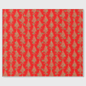 Rode glitter kerstboom cadeaupapier (Vlak)