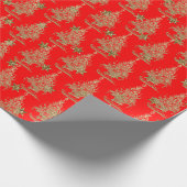 Rode glitter kerstboom cadeaupapier (Hoek)