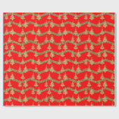 Rode glitter kerstboom cadeaupapier (Vlak)