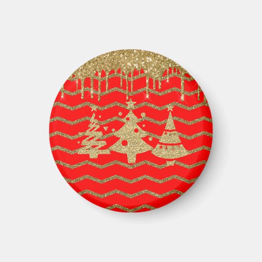 Rode glitter kerstboom magneet (Voorkant)