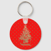 Rode glitter kerstboom sleutelhanger (Voorkant)