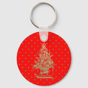 Rode glitter kerstboom sleutelhanger