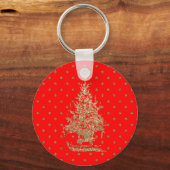 Rode glitter kerstboom sleutelhanger (Voorkant)