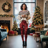 Rode Glitter Kerstleggings Leggings