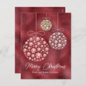 Rode Glitter Kerstmis Ornament Elegant Feestdagenkaart (Voorkant / Achterkant)
