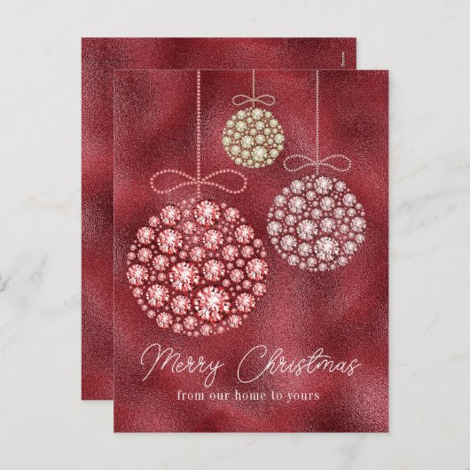 Rode Glitter Kerstmis Ornament Elegant Feestdagenkaart (Voorkant / Achterkant)