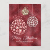 Rode Glitter Kerstmis Ornament Elegant Feestdagenkaart (Voorkant)