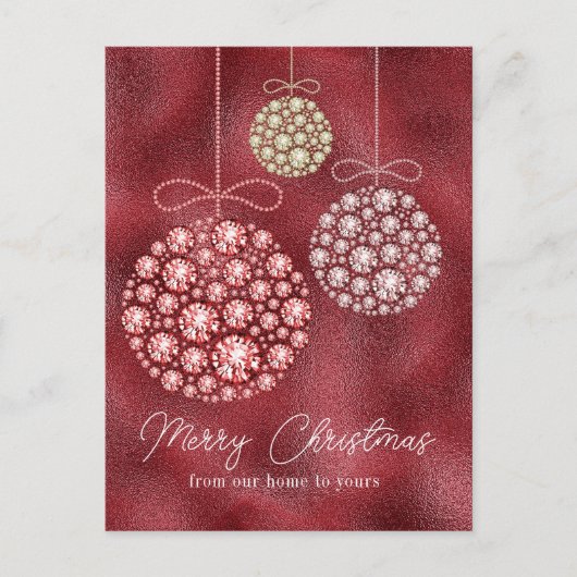 Rode Glitter Kerstmis Ornament Elegant Feestdagenkaart (Voorkant)