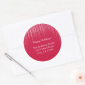 Rode & Glitter Kerstvakantie Adreslabels Ronde Sticker (Envelop)