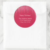 Rode & Glitter Kerstvakantie Adreslabels Ronde Sticker (Tas)