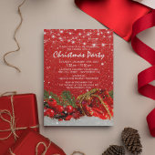 Rode Glitter Kerstvakantie Eetfeest Kaart