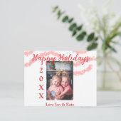 Rode glitter kinder prettige feestdagen familiefot (Staand voorkant)